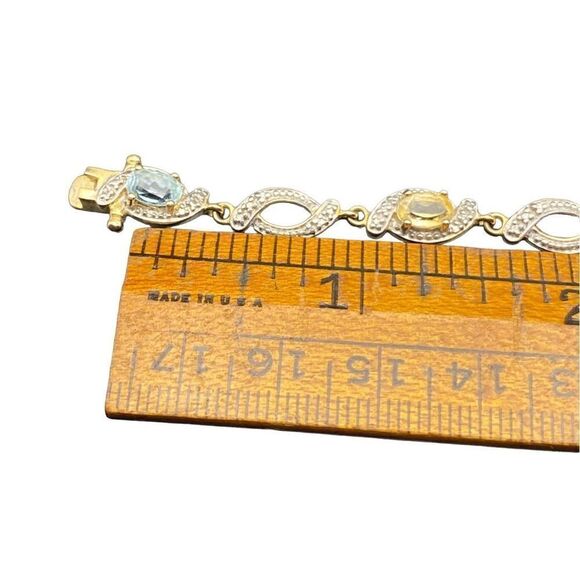 Ross Simons 925 Vermeil Amethyst Peridot Topaz Diamond Accent Bracelet - Picture 12 of 12